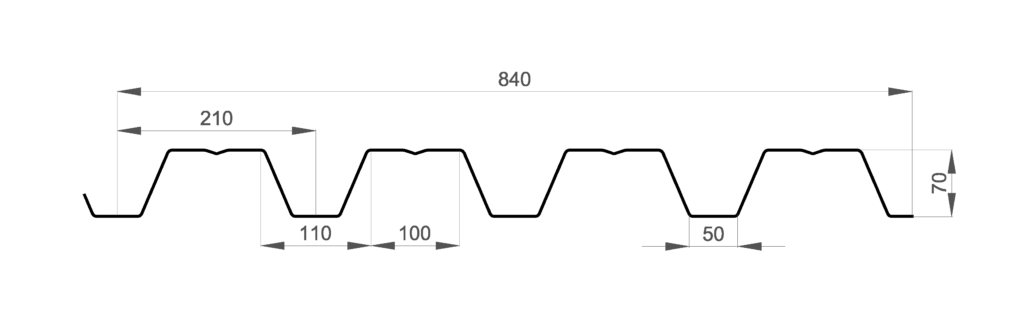 Chapa trapezoidal cubierta Deck 70/210